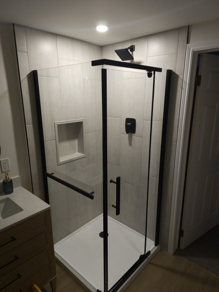 Bathroom renovation Waterloo, glass shower installed